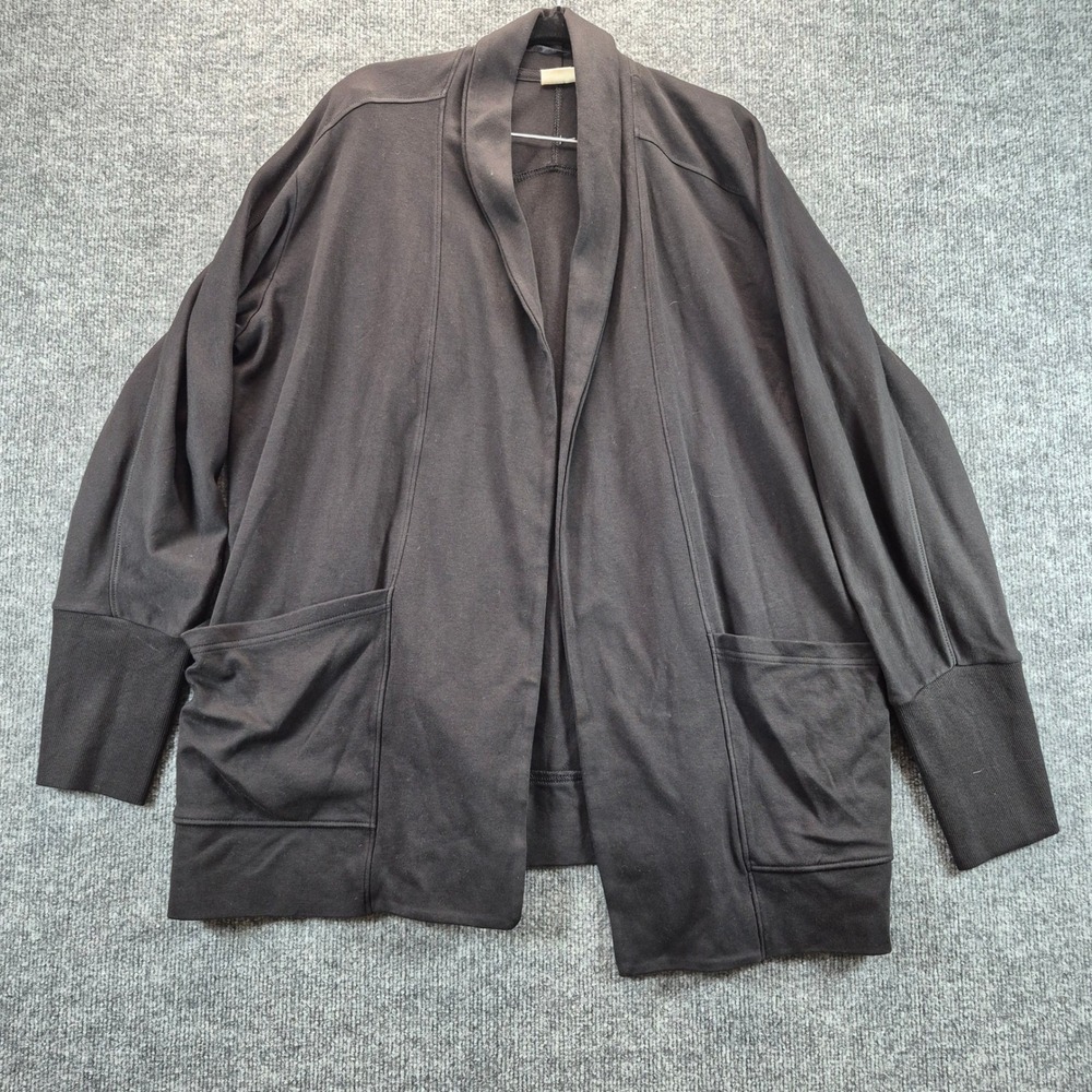 Pact Cardigan Organic Cotton Open Front Large Black Women